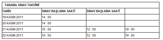 Tarama Sınav Programı